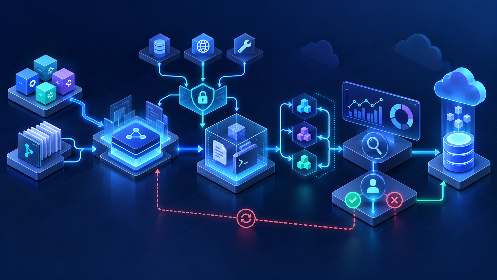 Managed agent workflow showing skills, tools, sandbox execution, subagents, policy checks and observability