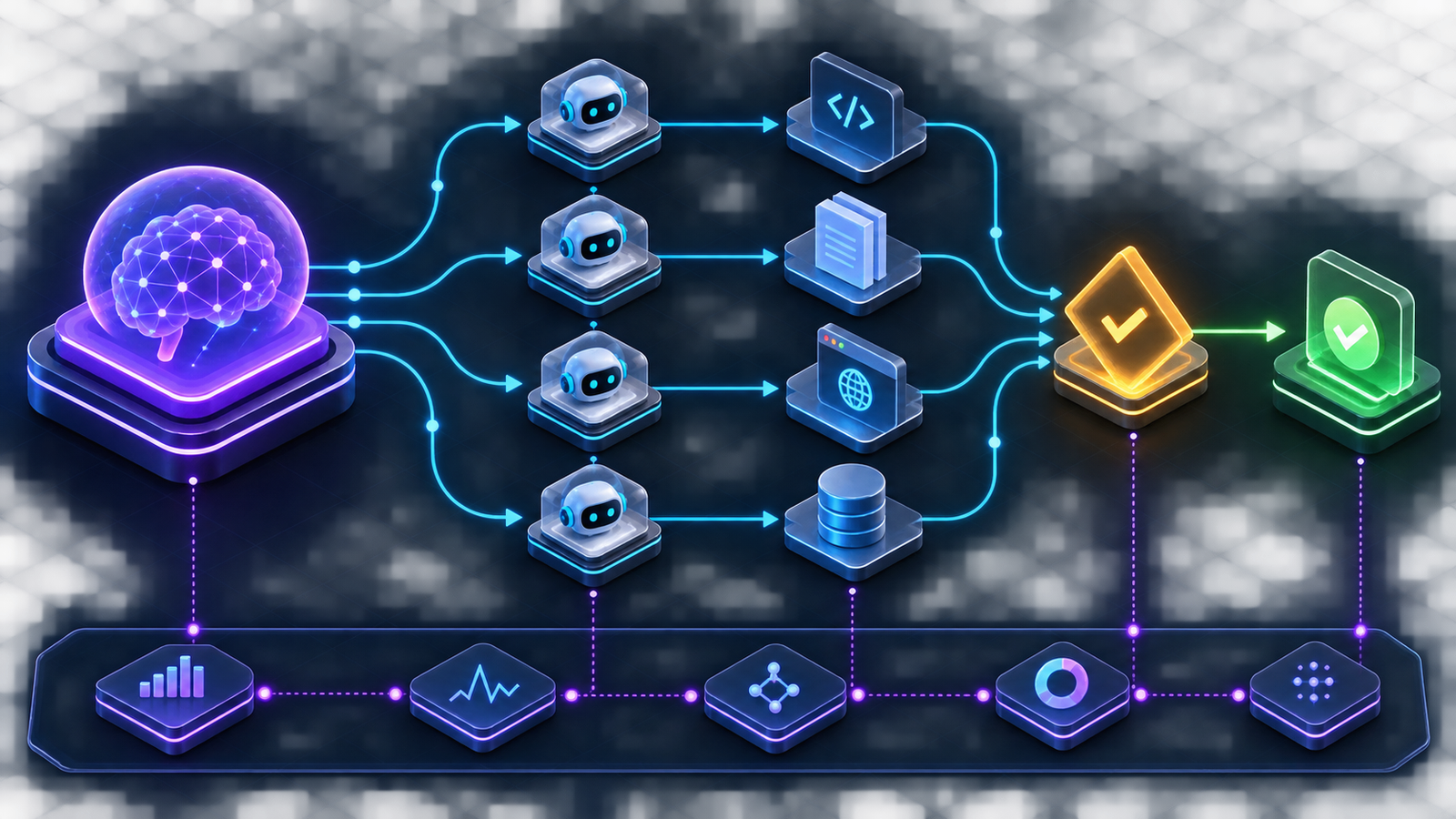 Diagram showing a large orchestrator model routing bounded tasks to multiple fast Claude Haiku 5.5 subagents with evaluation and observability controls
