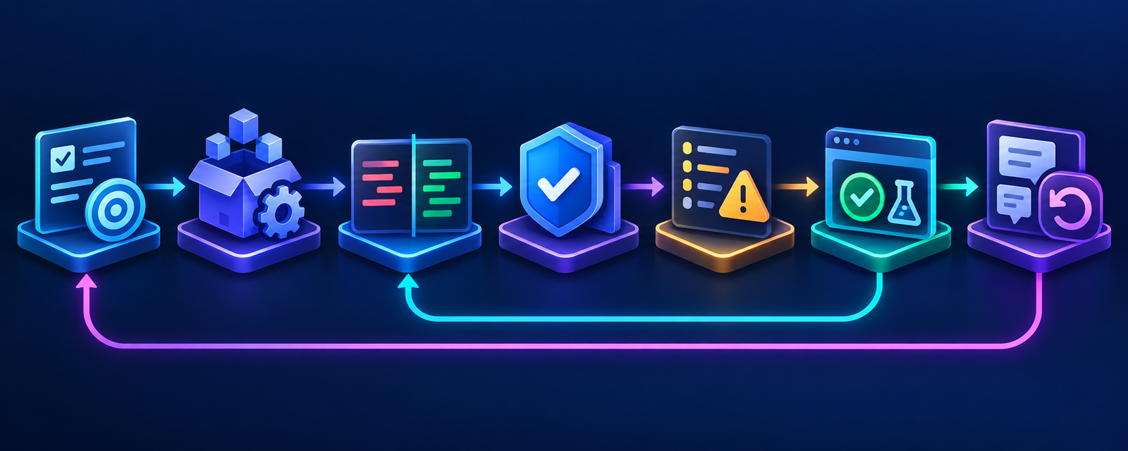 Safe JavaScript and TypeScript AI workflow from scoped task and package context through diff, type checks, linting, tests, human review and rollback
