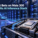 Microsoft Maia 300 inference racks powering cloud AI services with the article headline displayed
